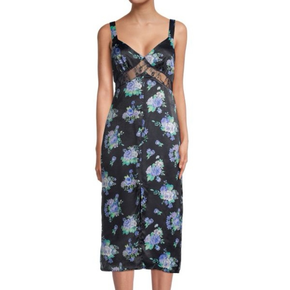 WEWOREWHAT Floral Satin Midi Dress